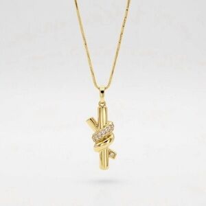 14K Gold Plated Knot Necklace with CZ Detail | Elegant Minimalist Jewelry